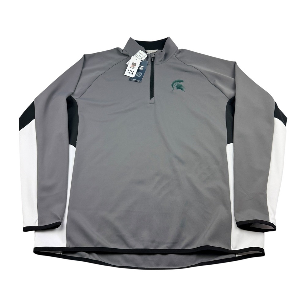 Cutter & Buck Michigan State Spartans Traverse Half Zip Pullover Grey Men XL NWT - Picture 2 of 12
